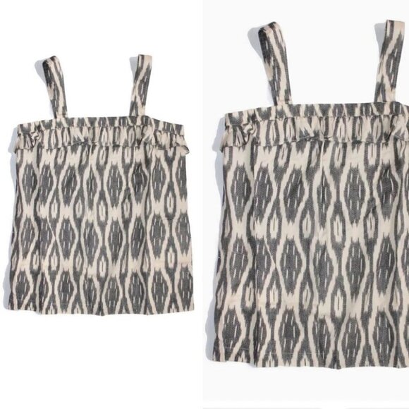 Jcrew factory ecrue ikat ruffle  top size 4 - Picture 4 of 4